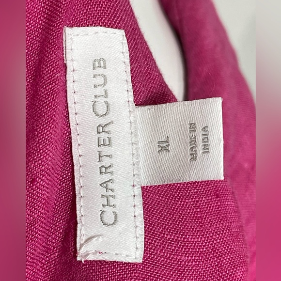 💯Linen Charter Club Fuchsia Button-Down Shirt - Picture 5 of 12